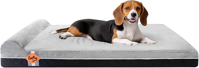 Laifug Orthopedic Memory Foam Extra Large Dog Bed with Pillow and Durable Waterproof Liner with Removable Washable Cover and Smart Design (Large (40" x 25" x 5.5"), Slate Gray)-Mewly Pet