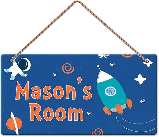 Personalized Signs Customized Sign Astronaut Sign, Custom Name for Nursery Bedroom Kids Room Wall Art Decor Outer Space Themed Decor For Boys Room Girls Bedroom