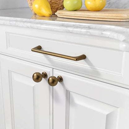 Amerdeco 10 Pack Antique Brass Cabinet Pulls 5 Inch(128MM) Hole Centers Kitchen Vintage Retro Cabinet Handles Hardware Kitchen Handles for Cabinets Cupboard Handles Drawer Pulls ZH0041