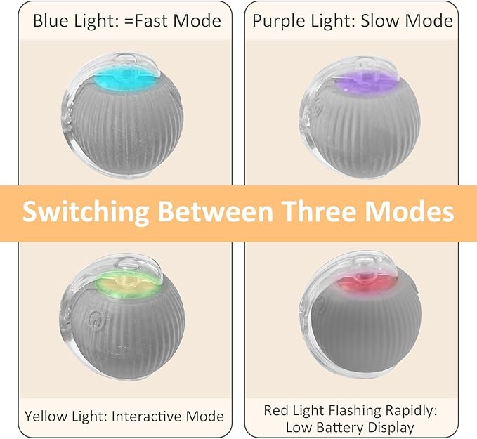 Chewie Viral Rolling Ball, Interactive Cat Toys Ball for Indoor, Cats Interactive Self Rolling Ball Dog Ball Automatic Cat Toy 360° Smart Automatic Rolling Pet Ball (Grey)-Mewly Pet