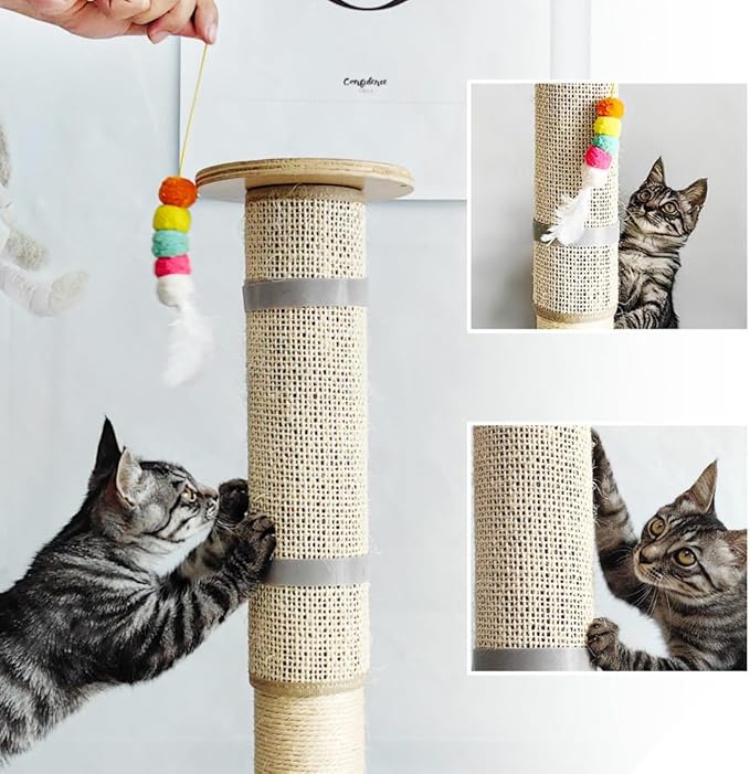 Cat Nail File Scratcher, Sisal Cat Scratch Pad Wrapped Around a Cat Scratcher Post or Cat Tower, Cat Nail File with 80 Aluminum Oxide Grit, to Help Protect Furniture and Help Trim Cat's Nails-Mewly Pet