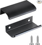 JOOJA 10 Pack Modern Style Finger Edge Pull Furniture DrawerHandles Hidden Cabinet Kitchen Drawer Handles Knobs,Black 80mm