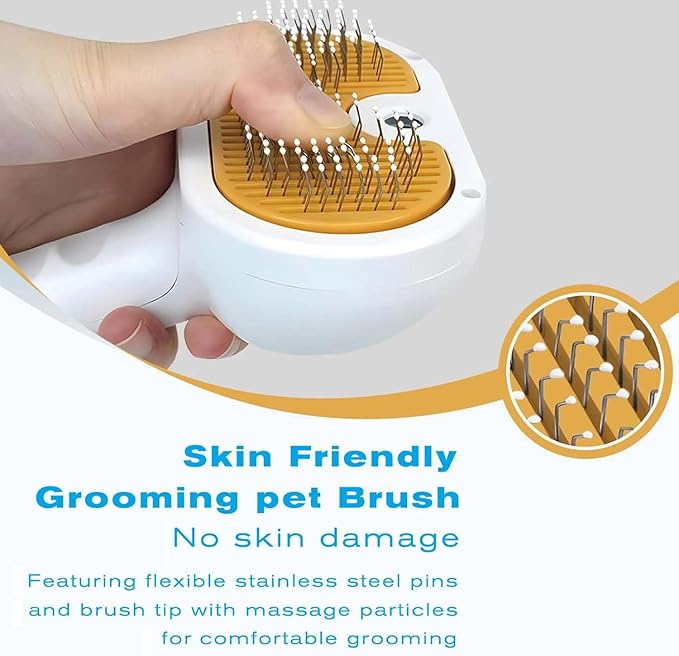 Pet Steam Brush for Dog & Cat – 3-in-1 Spray Hair Removal Comb – Steam Brush for Shedding & Grooming – Water for Long & Short Haired Pets – Spritz Defur Comb (Green)-Mewly Pet