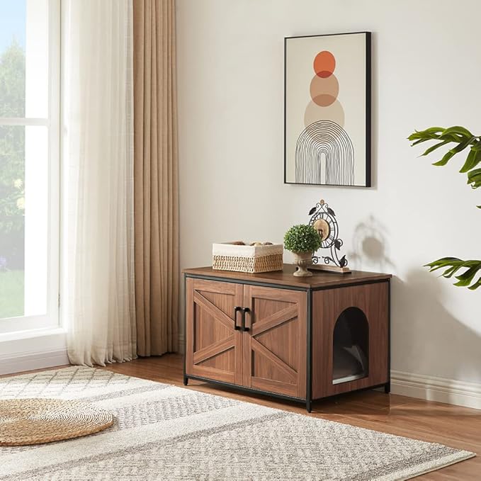 unipaws Top Opening Cat Litter Box Enclosure, Friendly to Elderly People, Waist or Keen Problem People, XL Extra Large Cat Box Furniture, High Jumbo Automatic Litter Box Cover Hidden for Large Cat-Mewly Pet