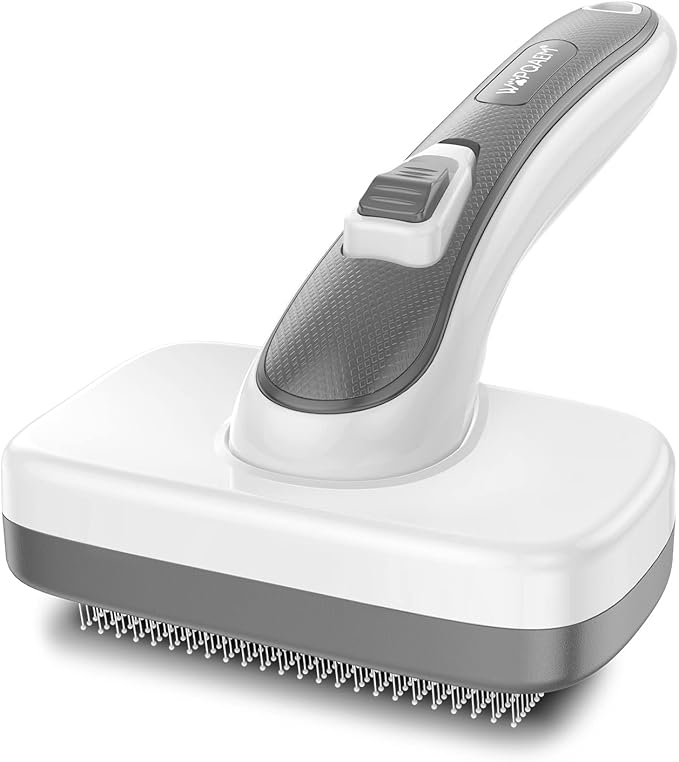 Dogs Cats Self Cleaning Slicker Brush for Shedding & Grooming Any Breed of Pets, Remove Loose Undercoat Knots Mats Tangled Hair for Small Medium Large Animal With Long Short Fur Length-Grey-Mewly Pet