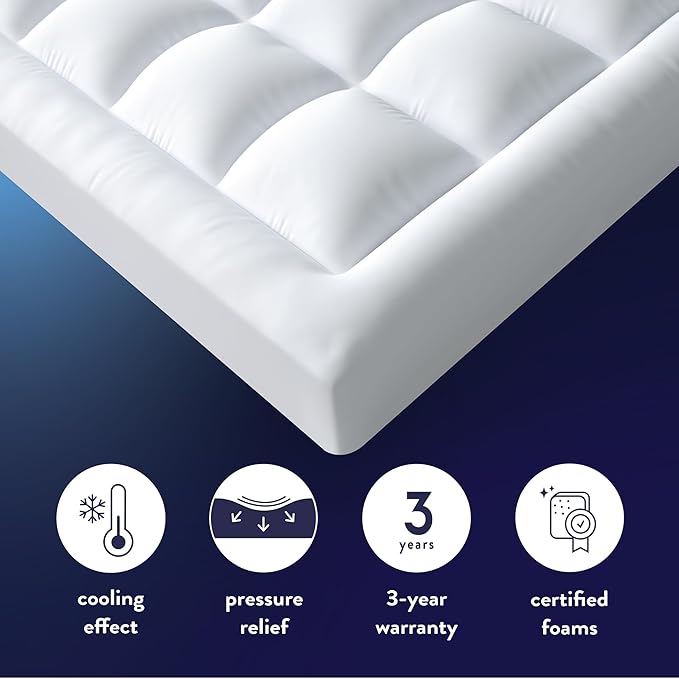 Best Price Mattress 4 Inch Pillowtop Mattress Topper and Pad Combo, 2 Inch Egg Crate Foam Mattress Topper, 2 Inch Plush Mattress Pad, Certified Safe Foam and Fabric, Dorm Essentials, King