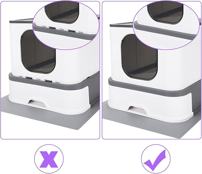 RIZZARI Cat Litter Box Stainless Steel Top-Entry : Leak-Proof Enclosed Design Reduces Odor, for Indoor Cats & Owners (Dark Gray)-Mewly Pet