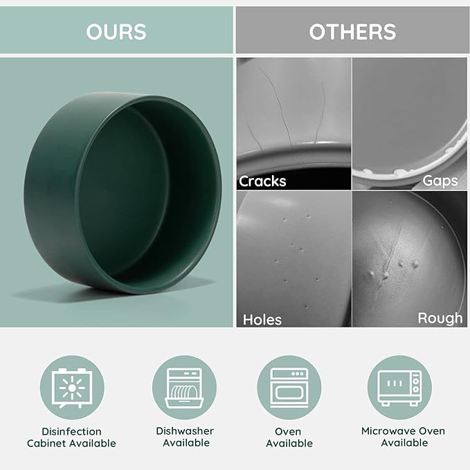 SPUNKYJUNKY Ceramic Dog and Cat Bowl with Wood Stand Non-Slip Matte Glaze Weighted Food Water Set for Cat Medium Dog 28.7 OZ-Mewly Pet