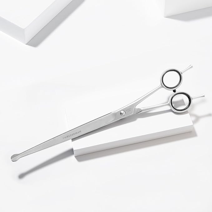 Tweezerman 9" Pet Grooming Scissors with Safety Round Tips, Professional Curved Grooming Shears for Medium to Large Dogs-Mewly Pet