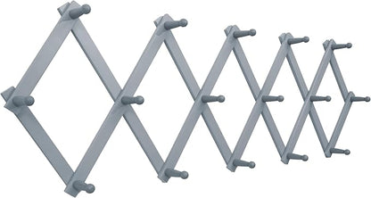 SKOLOO Accordion Wall Hanger with 16 Hooks, Modern Expandable Coat Rack Hat Rack for Wall, Solid Wooden, Dusty Gray Oak