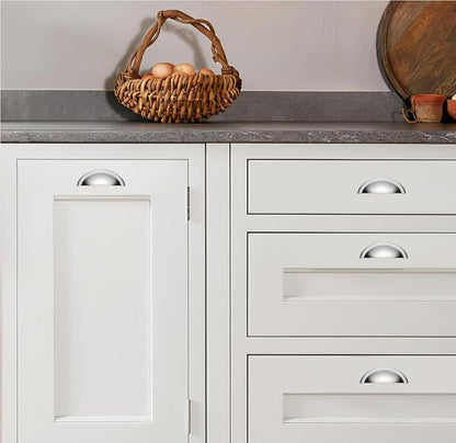 khtumeware 2 Pack 3-1/2" Drawer Pulls Polished Chrome Cabinet Cup Pulls Kitchen Hardware Cabinet Handles Drawer Handles Knobs 3.5 inch Hole Center