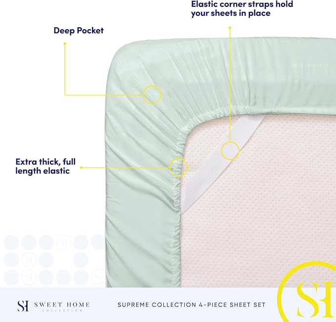 Full Size Sheet Sets - Breathable Luxury Sheets with Full Elastic & Secure Corner Straps Built In - 1800 Supreme Collection Extra Soft Deep Pocket Bedding Set, Sheet Set, Full, Mint