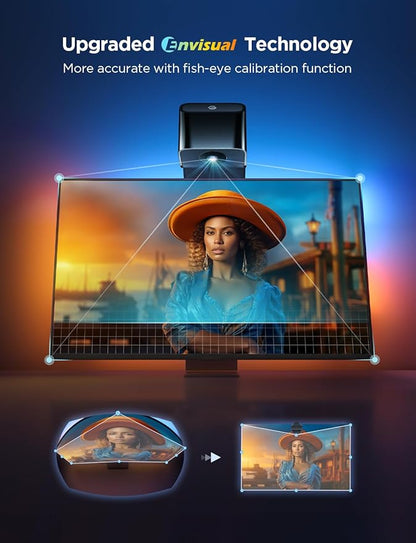 Govee TV Backlight 3 Lite with Fish-Eye Correction Function Sync to 40-50 Inch TVs, 7.8ft RGBICW Wi-Fi LED Strip Lights with Camera, 4 Colors in 1 Lamp Bead, Voice and APP Control, Adapter