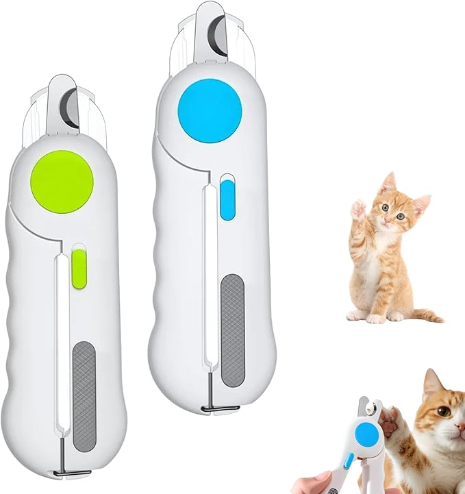 Pets Nail Clippers with Light, Cat Dog Nail Clippers with Built-in Nail File, Sharp Blades, Portable Cat Nail Clipper, Cats Claw Trimmer, Adjustable Claw Clippe for Cats (Style A)-Mewly Pet