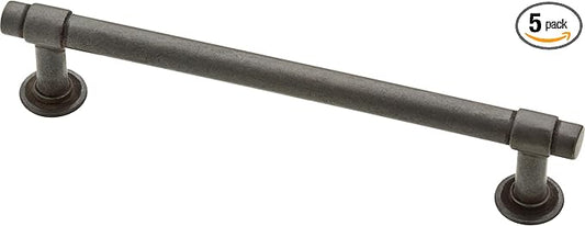 Franklin Brass Francisco (5-Pack) Cabinet Handles 5-1/16' Hole Center Soft Iron Kitchen Drawer Pulls Dresser, Furniture Hardware P29618K-SI-B1