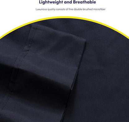 Cal King Size Bed Sheets - 6 Piece 1500 Supreme Collection Fine Brushed Microfiber Deep Pocket California King Sheet Set Bedding - 2 Extra Pillow Cases, Great Value, California King, Navy