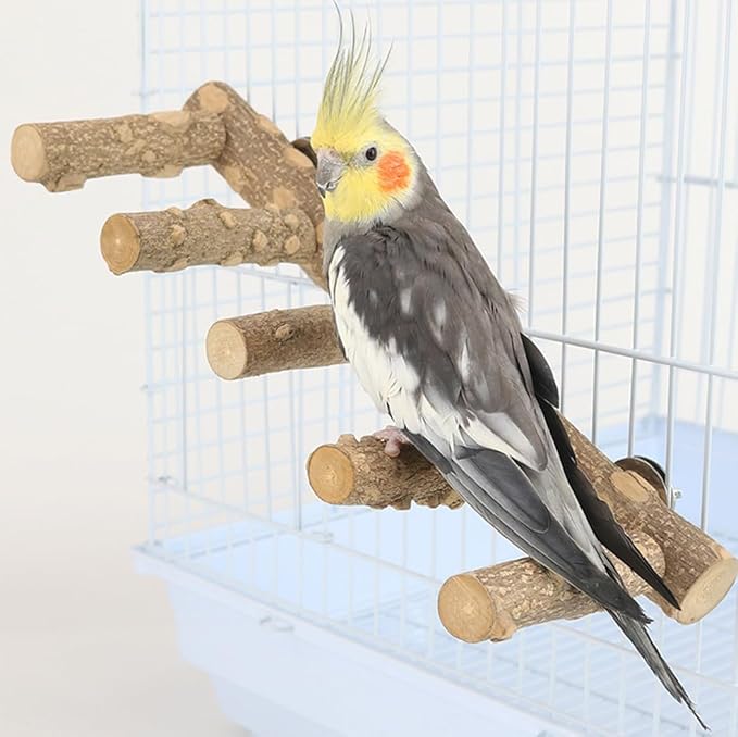 Bird Parrot Ladder Perch for Cage, Nature Wooden Bird Bridge Exercise Stands Parrot Climbing Chewing Toys for Small Animal-Mewly Pet