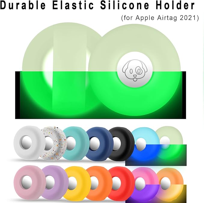 Airtag Holder for Dog Collar, Cibaabo Silicone Air Tag Case Cover Compatible with Apple Airtags for 0.8-1.2inch Cat Pet Collar Harness Loop-Mewly Pet