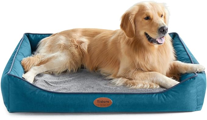 Orthopedic Dog Beds for Medium Dogs, Durable Egg Crate Foam Sofa Dog Bed wit Washable Removable Cover,Waterproof Lining,Pet Bed for Large Dogs (Peacock Blue, 39.4" L x 31.5" W x 7.4" Th)-Mewly Pet
