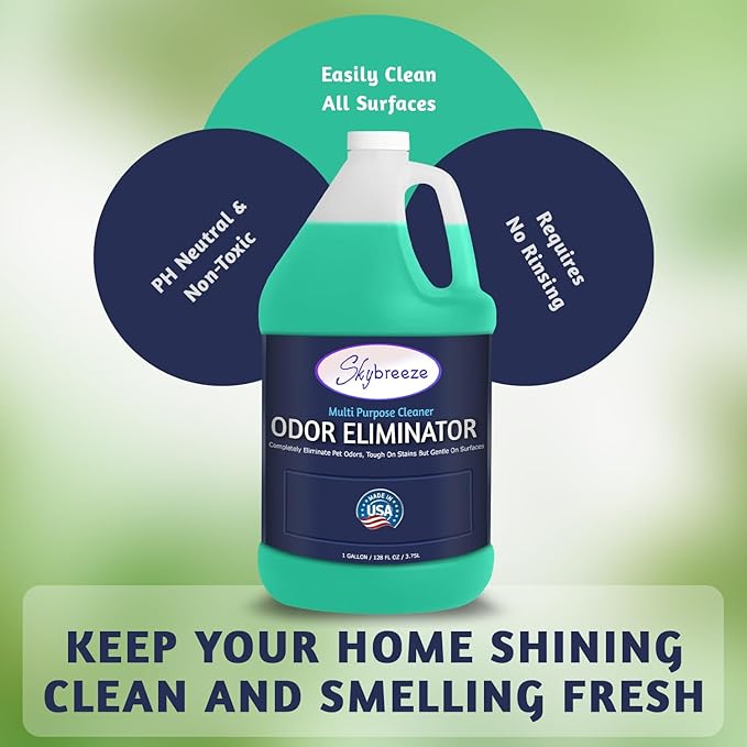 Multi Purpose Cleaner Pet Odor eliminator - pH Neutral - Strong Odor Floor Cleaner - Pet Odor Eliminator for Home - Best Scent Remover for Cat and Dog Pee All Purpose Cleaner 1 gallon (Sky Breeze)-Mewly Pet