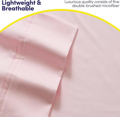 Queen Sheets Pale Pink - 6 Piece 1500 Supreme Collection Fine Brushed Microfiber Deep Pocket Queen Sheet Set Bedding - 2 Extra Pillow Cases, Great Value, Queen, Pale Pink