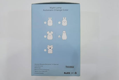 Animal Alpaca Kids Night Light, Children's Room LED Bedside Lamp, Rechargeable Soft Silicone Light, Adjustable Brightness and Colors, Compatible with Touch Control & Remote Control