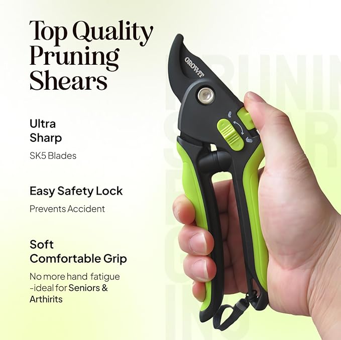 Ultra Sharp Pruning Shears Hedge Clipper – Cuts 3X Easier, Dual-Size Opening, Weak Hand Arthritis Clippers, Rust-Resistant Pruner, Effortlessly Cuts-Mewly Pet