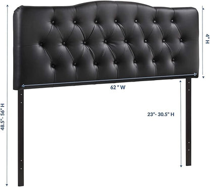 Modway Annabel Tufted Button Faux Leather Upholstered Queen Headboard in Black