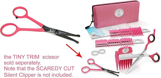 Tiny Trim 4.5" Ball-Tipped Scissor for Dog, Cat and all Pet Grooming - Ear, Nose, Face & Paw - Scaredy Cut's small Safety Scissor Yellow-Mewly Pet