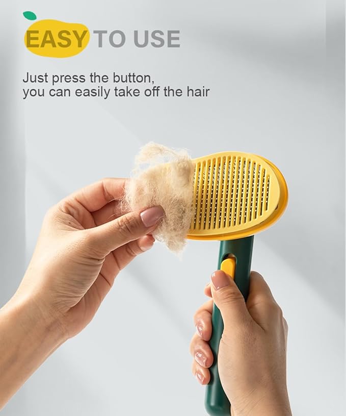 Self-Cleaning Dog & Cat Slicker Brush, Skin Friendly Deshedding Grooming Tool for Long or Short Haired Dogs Cats Rabbits, Dog Shedding Brush with Release Button - Mango-Mewly Pet
