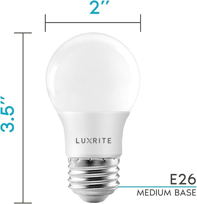 LUXRITE A15 LED Bulb 40W Equivalent, 7W, 2700K (Warm White), 600 Lumens, Enclosed Fixture Rated, Dimmable Ceiling Fan Light Bulbs, E26 Medium Base, UL Listed - Indoor and Outdoor (16 Pack)