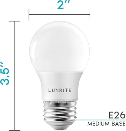 LUXRITE A15 LED Bulb 40W Equivalent, 7W, 4000K (Cool White), 600 Lumens, Enclosed Fixture Rated, Dimmable Ceiling Fan Light Bulbs, E26 Medium Base, UL Listed - Indoor and Outdoor (4 Pack)