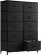 DUMOS Dresser for Bedroom, 10 Storage Drawers, Wide Fabric Closet Chests Organizer Tower Furniture with Wooden Top Metal Frame for Clothes, Guest Room, Living Room, Hallway, Entryway