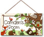 Personalized Signs Green Tree Sign Cute Cartoon Animals Sign Wall Decor Decorations for Kids Room Boys Game Room Custom Name Wooden Sign For Girls Bedroom Little Man Cave