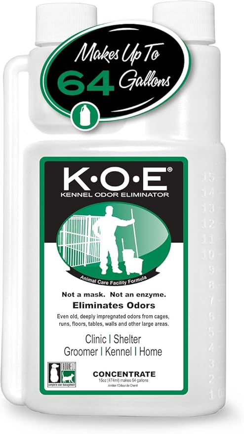 Odorcide, Thornell KOE Kennel Odor Eliminator Concentrate, Great for Cages, Runs, Floors & More, Pet Odor Eliminator for Home & Kennel w/Safe, Non-Enzymatic Formula, 16 oz, White – Not A Spray Bottle-Mewly Pet