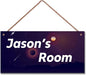 Personalized Sign Fantasy Universe Themed For Kids Room Nursery Door Decor,Custom Name Satrs Wall Art Decor Decorative Plate for Boys Bedroom Girls Room Baby Game Room