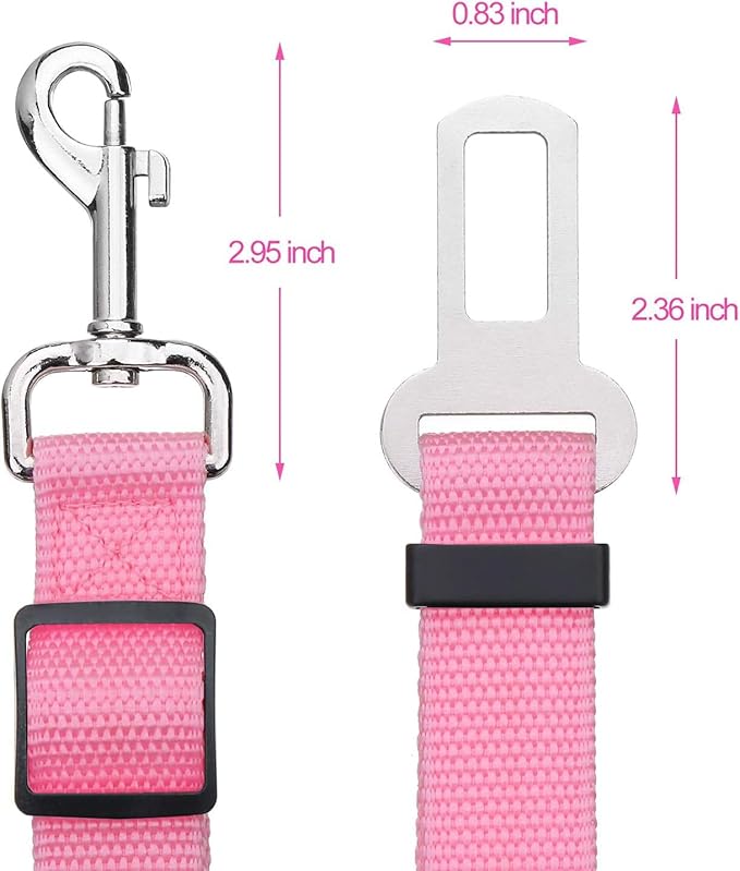 Elisel Elisel 2 Packs Adjustable Length Pet Dog Cat car seat Belt Pet seat Belt Pet Accessories for Dogs Cats and Pets (Pink)-Mewly Pet