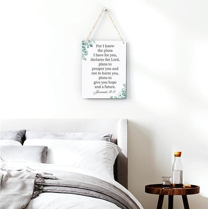 For I Know the Plans I Have for You Jeremiah 29:11 Inspirational Decor Christian Gifts Bible Verse Wall Art Scripture Wooden Hanging Sign for Modern Home Office Wall Art Decoration 8 x 10 Inches