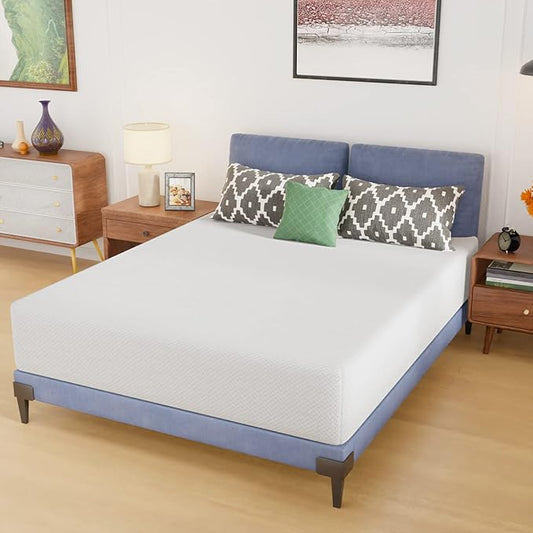 PayLessHere Queen Mattress 12 Inch Gel Memory Foam Mattress with Breathable & Washable Soft Fabric Zippered Cover,Supportive & Pressure Relief Bed Mattress,CertiPUR-US Certified,White，Fiberglass Free