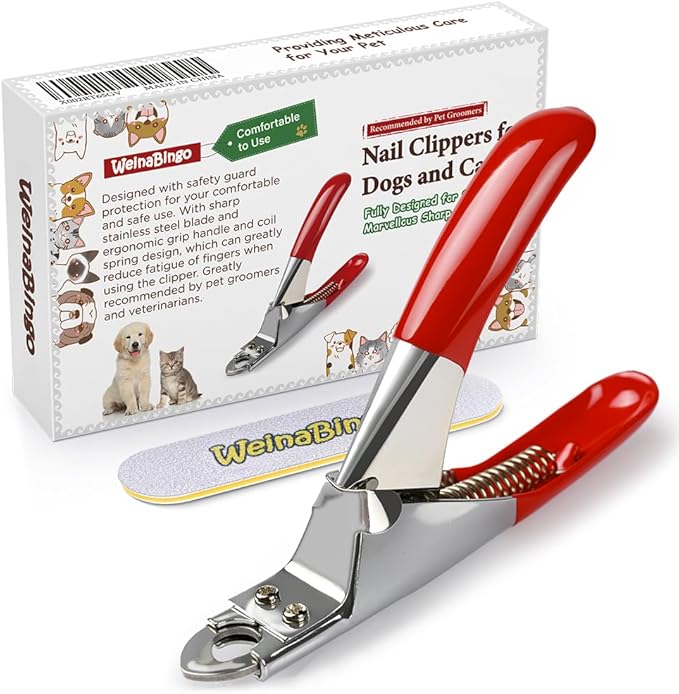 Dog Cat Pets Nail Clippers, Professional Pets Claw Trimmer with Free Nail File, Sharp Stainless Steel Blade, Sturdy Non Slip Handles - for Safe, Professional at Home Grooming-Mewly Pet