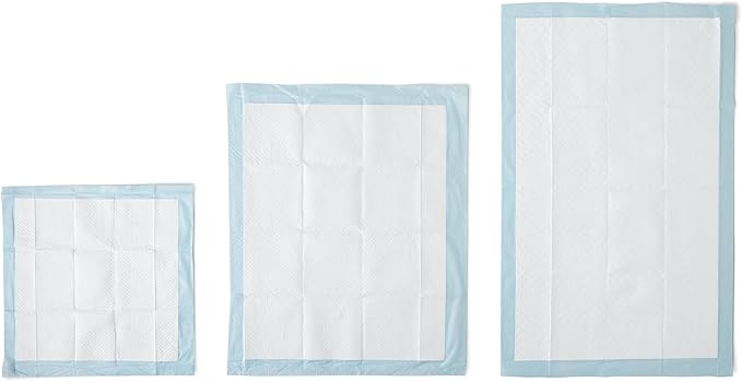 Amazon Basics Dog and Puppy Pee Pads with 5-Layer Leak-Proof Design and Quick-Dry Surface for Potty Training, Standard Absorbency, X-Large, 28 x 34 Inch - Pack of 60, Blue & White-Mewly Pet