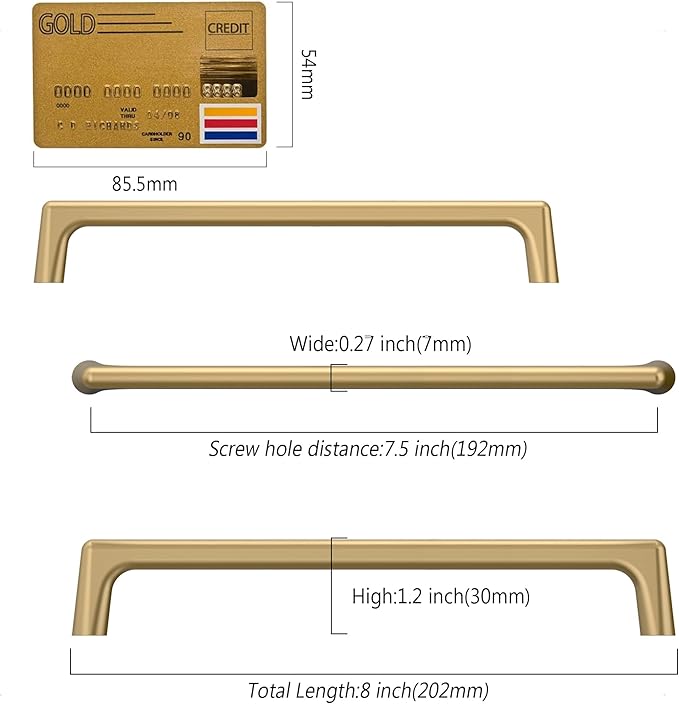 Amerdeco 10 Pack Champagne Bronze Cabinet Pulls 7.5 Inch(192MM) Hole Centers Kitchen Cabinet Handles Hardware Kitchen Handles for Cabinets Cupboard Handles Drawer Pulls ZH0041