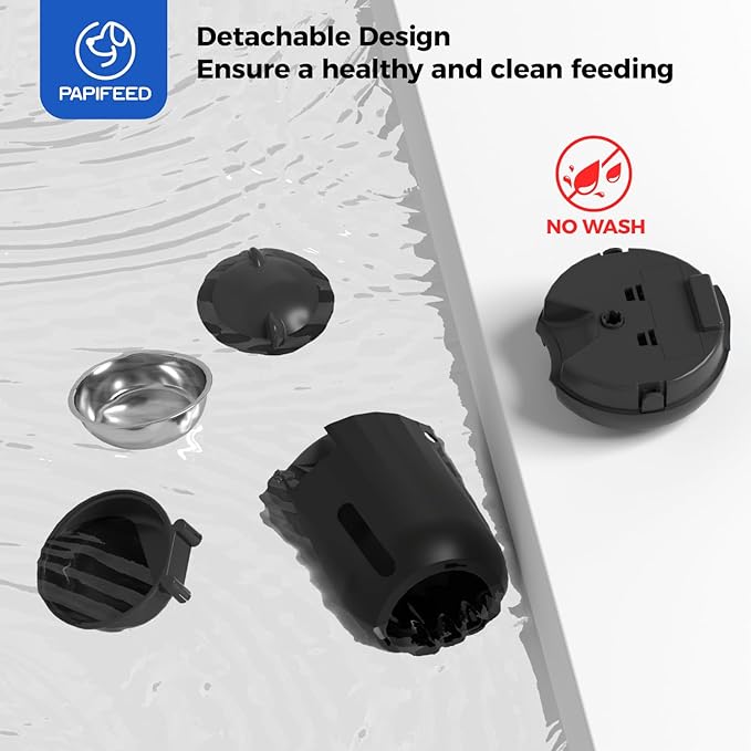 PAPIFEED Automatic Cat Feeder, 2.4G WiFi Auto Cat Food Dispenser with App Control, 3L Auto Pet Feeder with Dual Power Supply, Detachable for Easy Clean for Cats and Small Dogs, Black-Mewly Pet