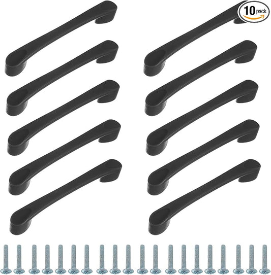 uxcell 10 Pack Plastic Cartoon Drawer Pulls, 5" ABS Closet Wardrobe Door Handle Furniture Accessory for Home Kitchen Cupboard, Black
