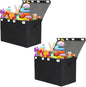 2 Pack Large Toy Box Chest Storage with Flip-Top Lid, Collapsible Kids Toy Storage Bin Boxes s for Toys, Playroom Organizers, 25"x13" x16" (Linen Black)