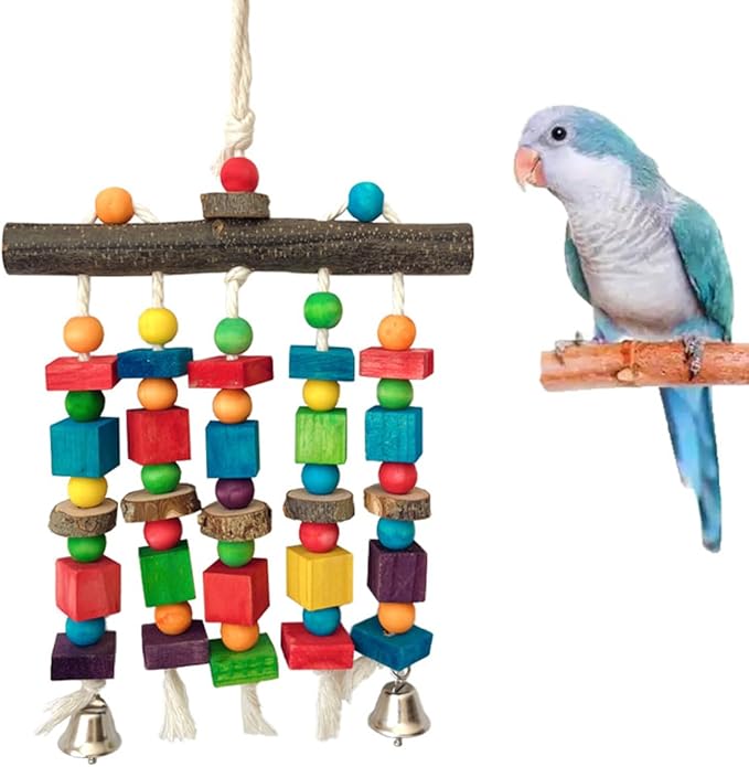 Bird Chewing Toys for Parakeet- Parrot Cage Bites, Wooden Block Cockatiel Toy for Small and Medium Parrots and Birds-Mewly Pet