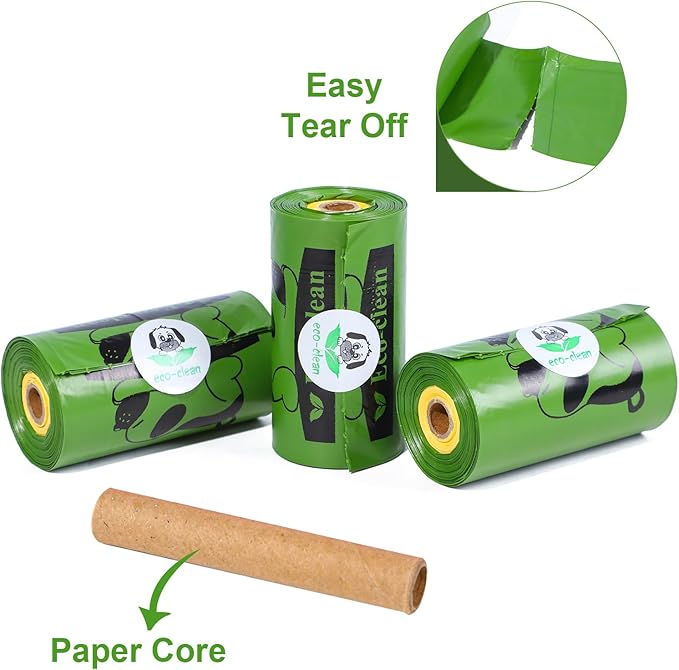 ECO-CLEAN Dog Poop Bags with 3 Bags Left Indicator - 360 Count Extra Thick and Leak Proof Pet Waste Bags with 1 dispenser, Unscented-Mewly Pet