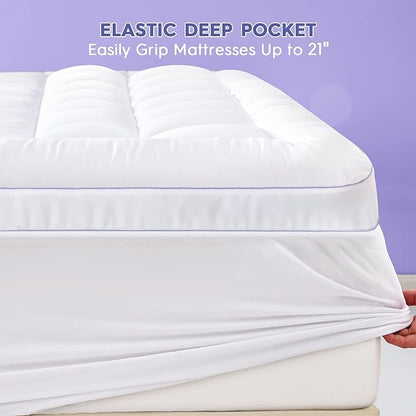 ABENE Full Size Dual Layer 3 Inch Memory Foam Mattress Topper, 2 Inch Gel Memory Foam Plus 1 Inch Down Alternative Pillowtop Mattress Pad Cover, Thick Soft Bed Topper Support for Back Pain
