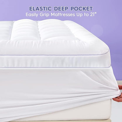 ABENE King Size Dual Layer 3 Inch Memory Foam Mattress Topper, 2 Inch Memory Foam Bed Pad Plus 1 Inch Down Alternative Pillowtop Mattress Pad Cover, Plush Soft Bed Topper for Back Pain Relief