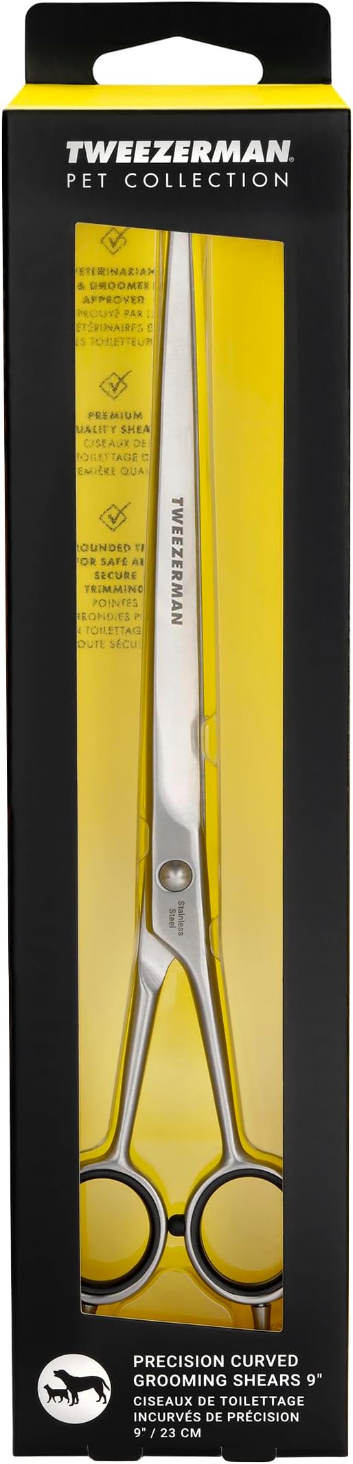 Tweezerman 9" Pet Grooming Scissors with Safety Round Tips, Professional Curved Grooming Shears for Medium to Large Dogs-Mewly Pet